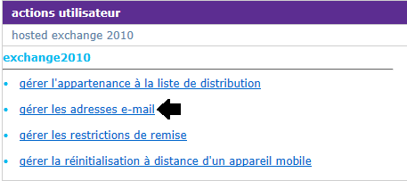 Cliquez sur gérer les adresses e-mail.