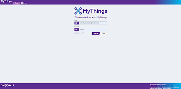MyThings login page