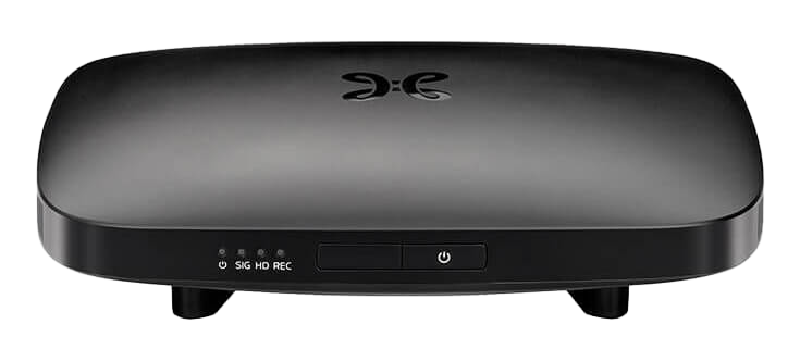 Die TV Box V6 hat eine Taste in der Mitte der Vorderseite. Die Oberseite ist leicht gewölbt